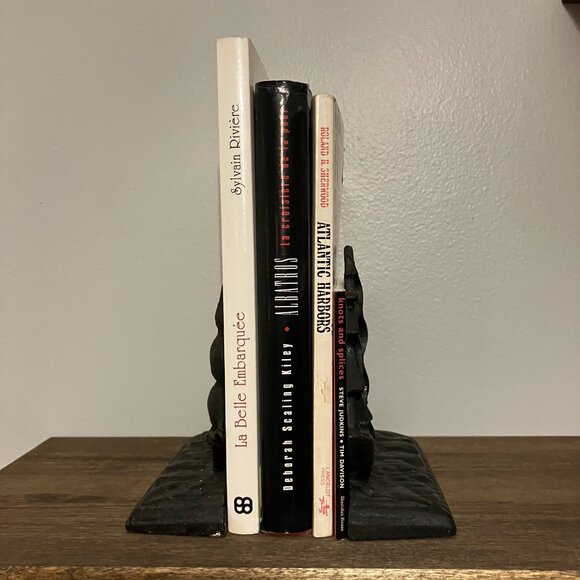 Vintage Nautical OLD IRONSIDES Cast Iron Ship Pair of Heavy Bookends - Picture 3 of 11